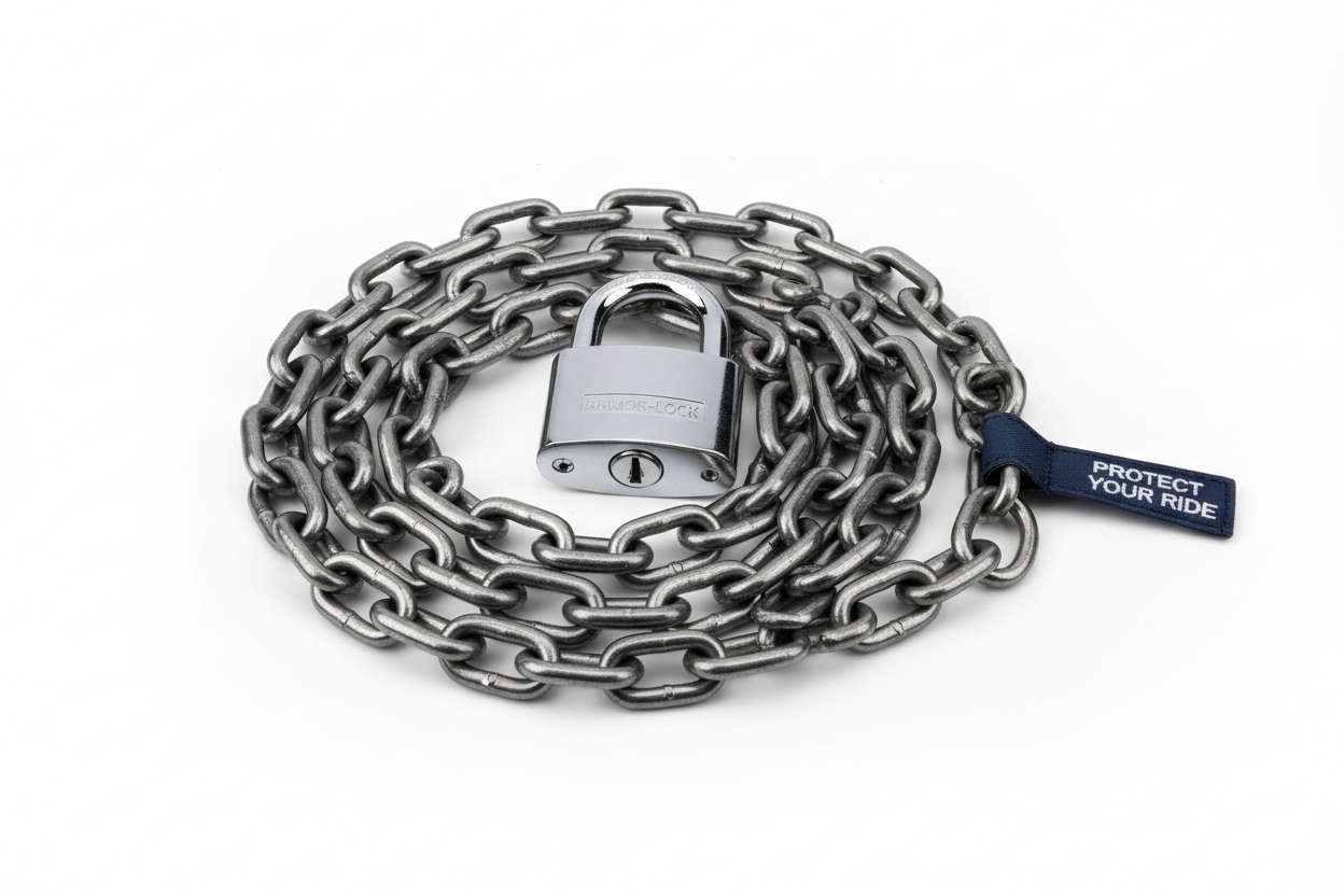 Catena antifurto rinforzata in acciaio per scooter con lucchetto ad alta sicurezza - Motorgiò